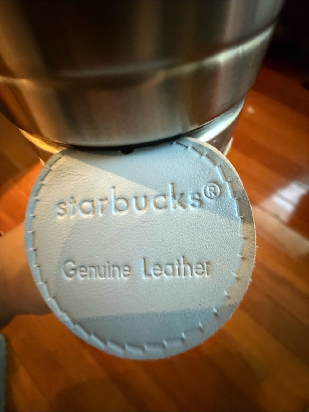 Starbucks Light Blue Genuine Leather Tumbler Tag